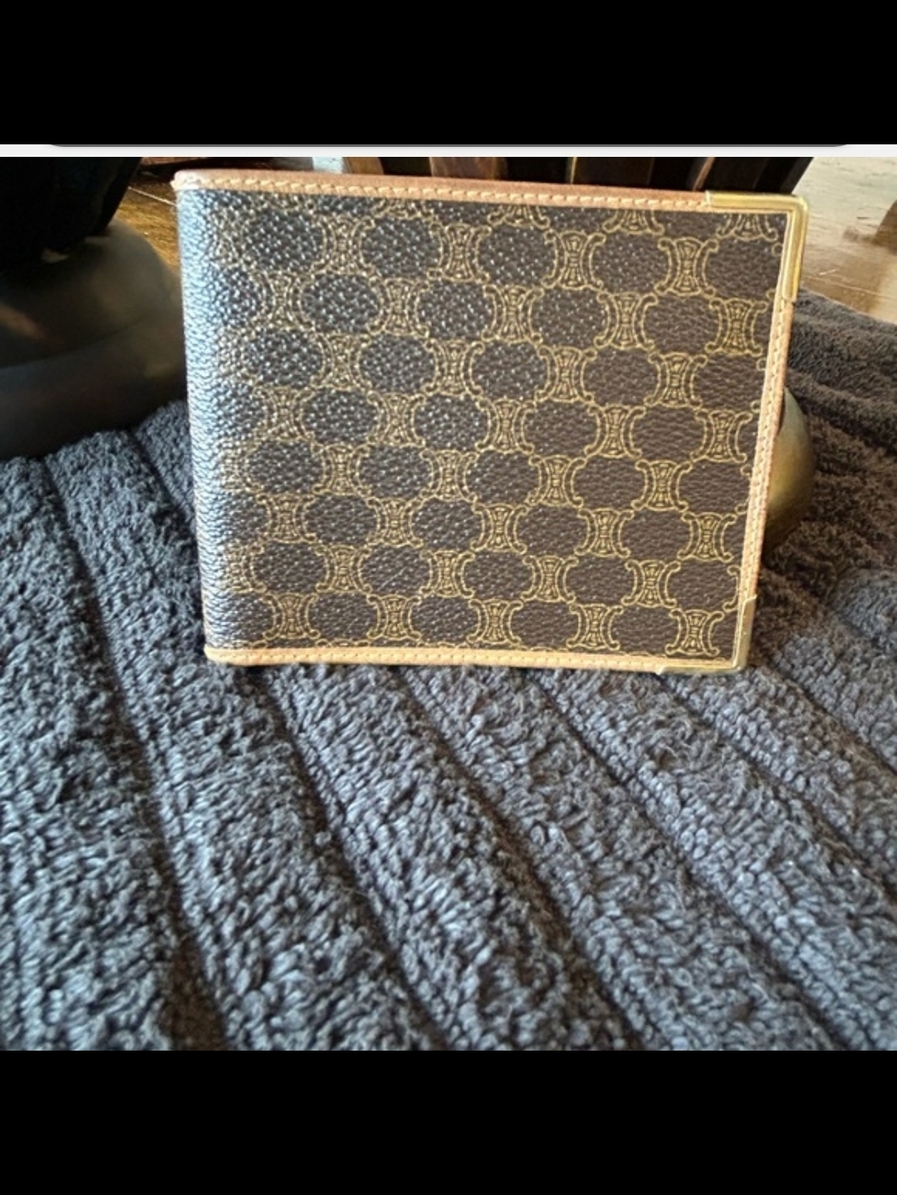 Celine Triomphe Pattern Bifold Wallet in Brown - Picture 2 of 7